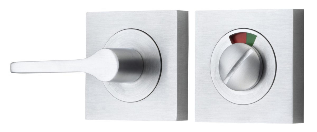 Accessibility Privacy Turn with Indicator - Square - Entry Point - Iver - Brushed Chrome - Tube Latches & Bolts