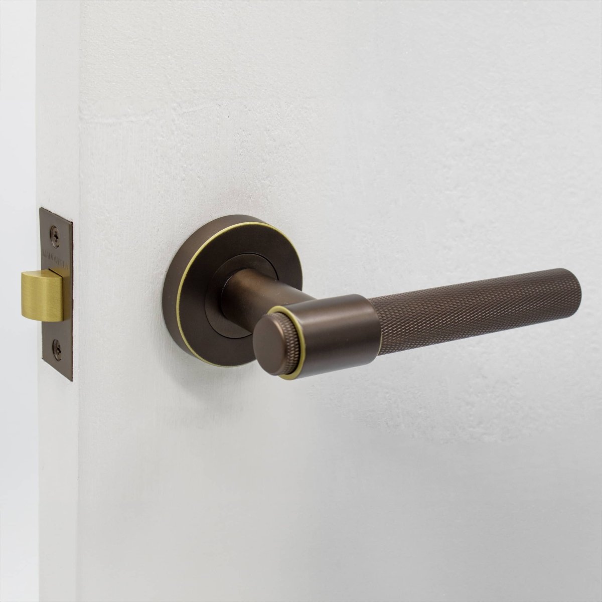 Aged Brass Knurled Passage Door Handle - Rosedale - Manovella - Entry - Point - RSD1AG - Manovella