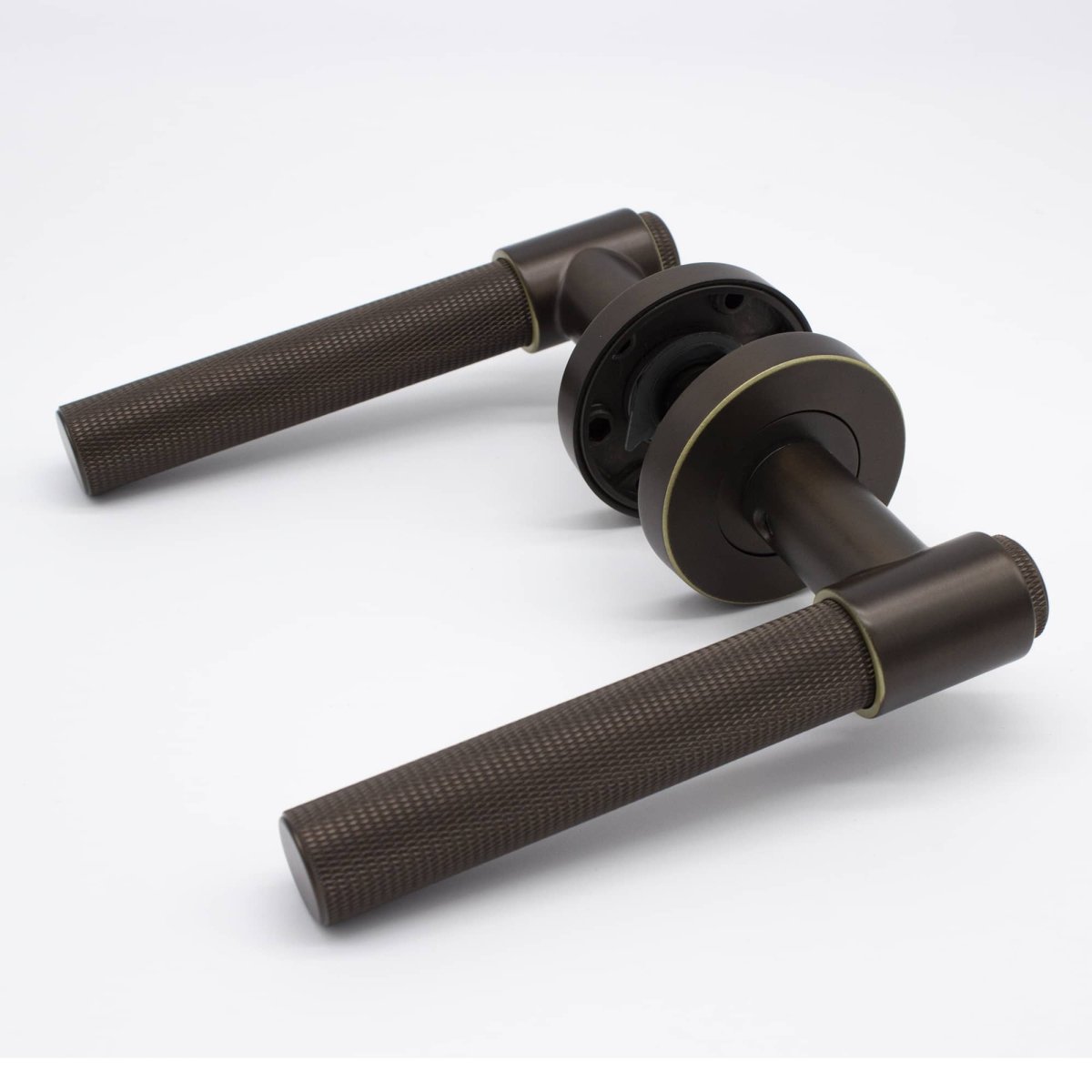 Aged Brass Knurled Passage Door Handle - Rosedale - Manovella - Entry - Point - RSD1AG - Manovella