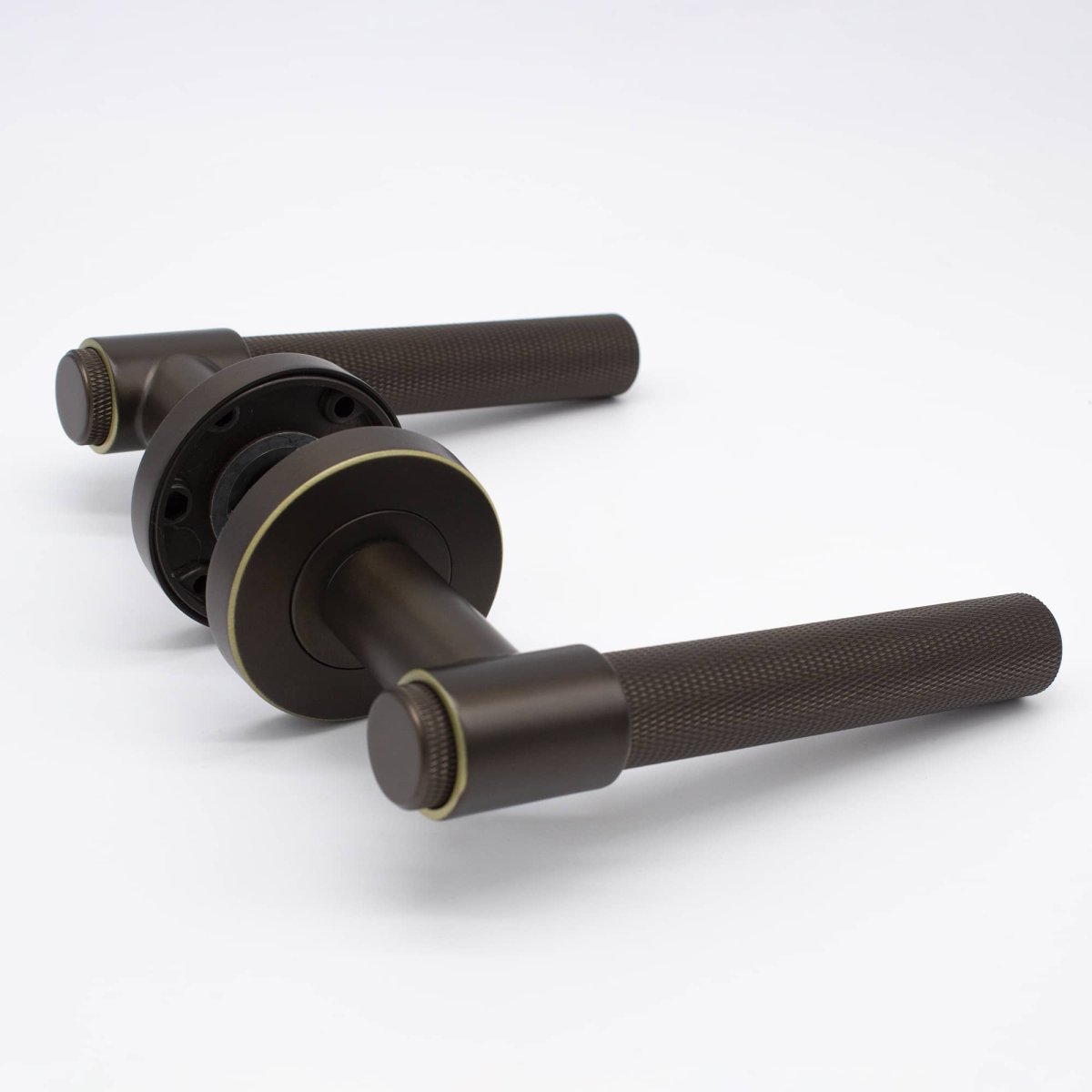 Aged Brass Knurled Passage Door Handle - Rosedale - Manovella - Entry - Point - RSD1AG - Manovella