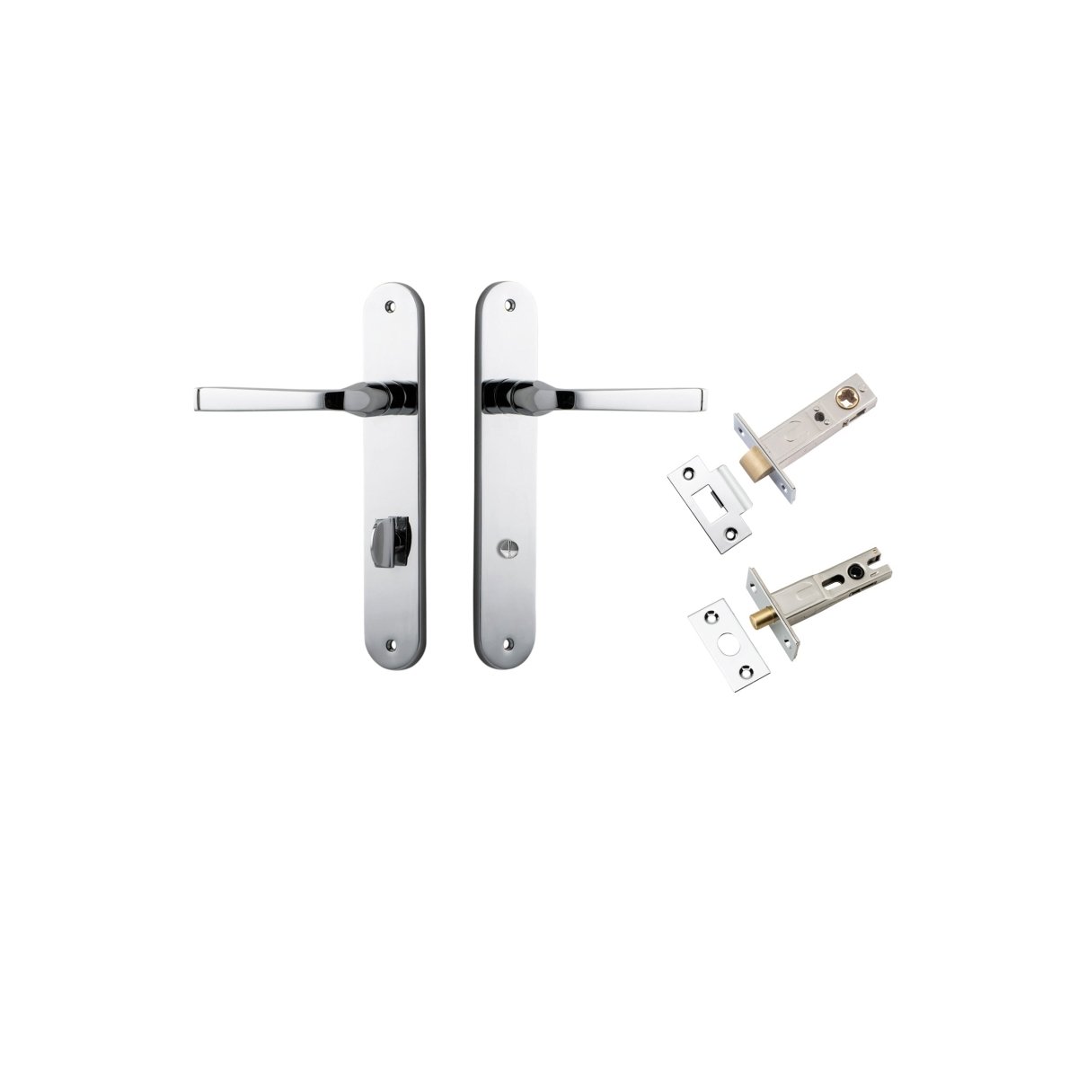 Annecy Lever - Oval Backplate - Entry Point - Iver - Polished Chrome - Door Levers