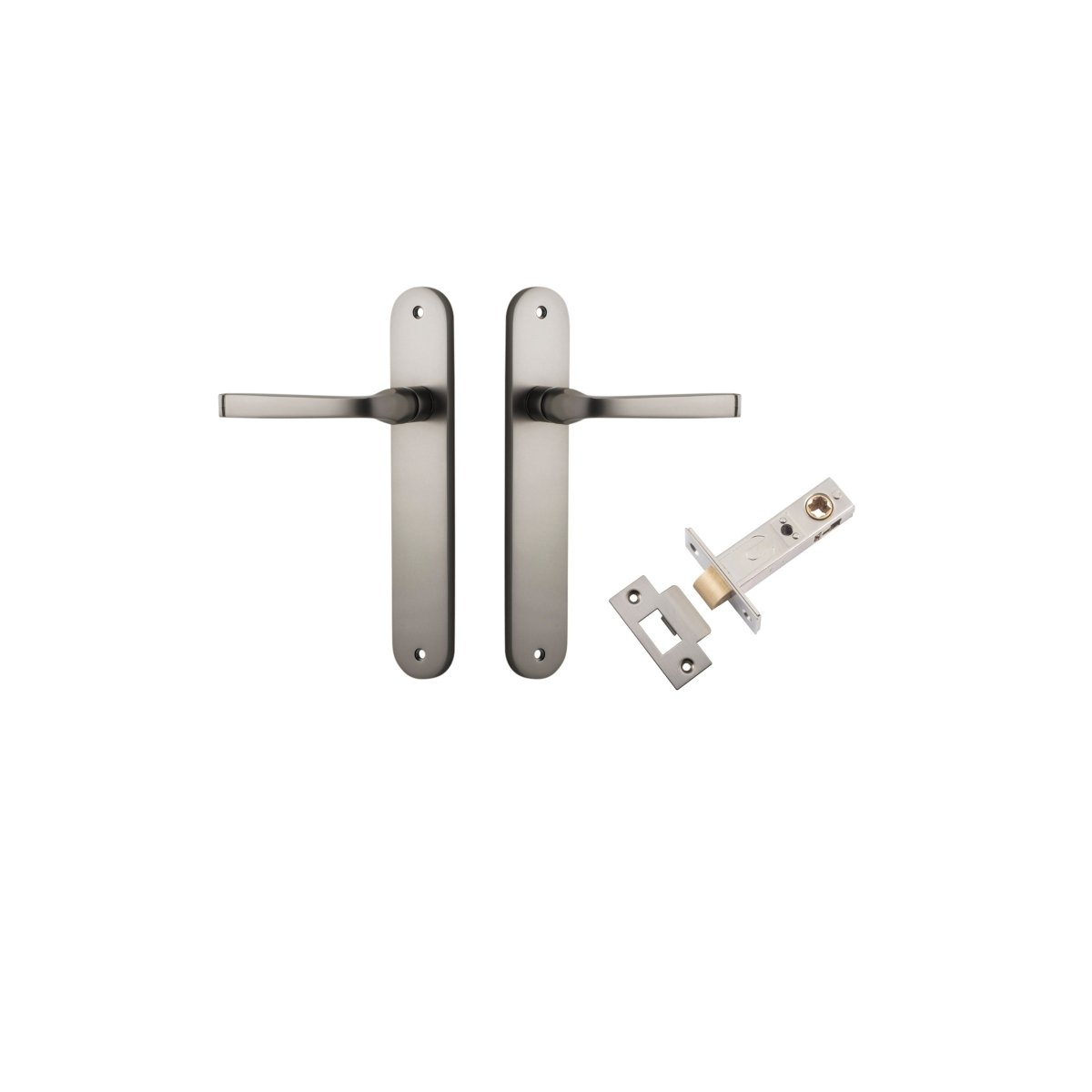 Annecy Lever - Oval Backplate - Entry Point - Iver - Satin Nickel - Door Levers