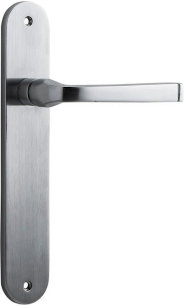 Annecy Lever - Oval Backplate - Entry Point - Iver - Brushed Chrome - Door Levers