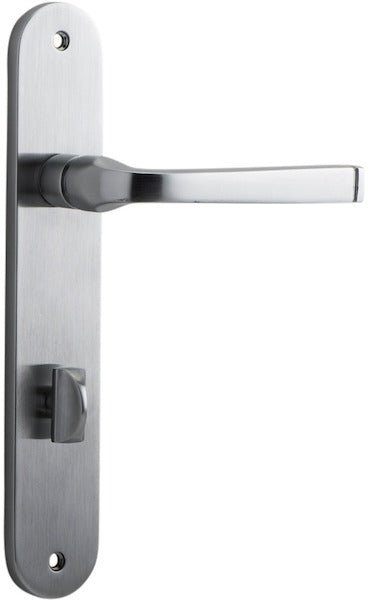 Annecy Lever - Oval Backplate - Entry Point - Iver - Brushed Chrome - Door Levers