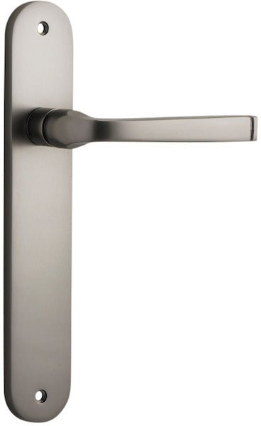 Annecy Lever - Oval Backplate - Entry Point - Iver - Satin Nickel - Door Levers