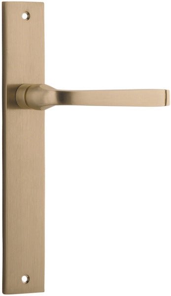 Annecy Lever - Rectangular Backplate - Entry Point - Iver - Brushed Brass - Door Levers