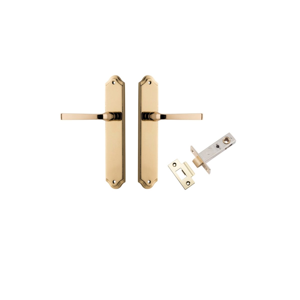 Annecy Lever - Shouldered Backplate - Entry Point - Iver - Polished Brass - Door Levers