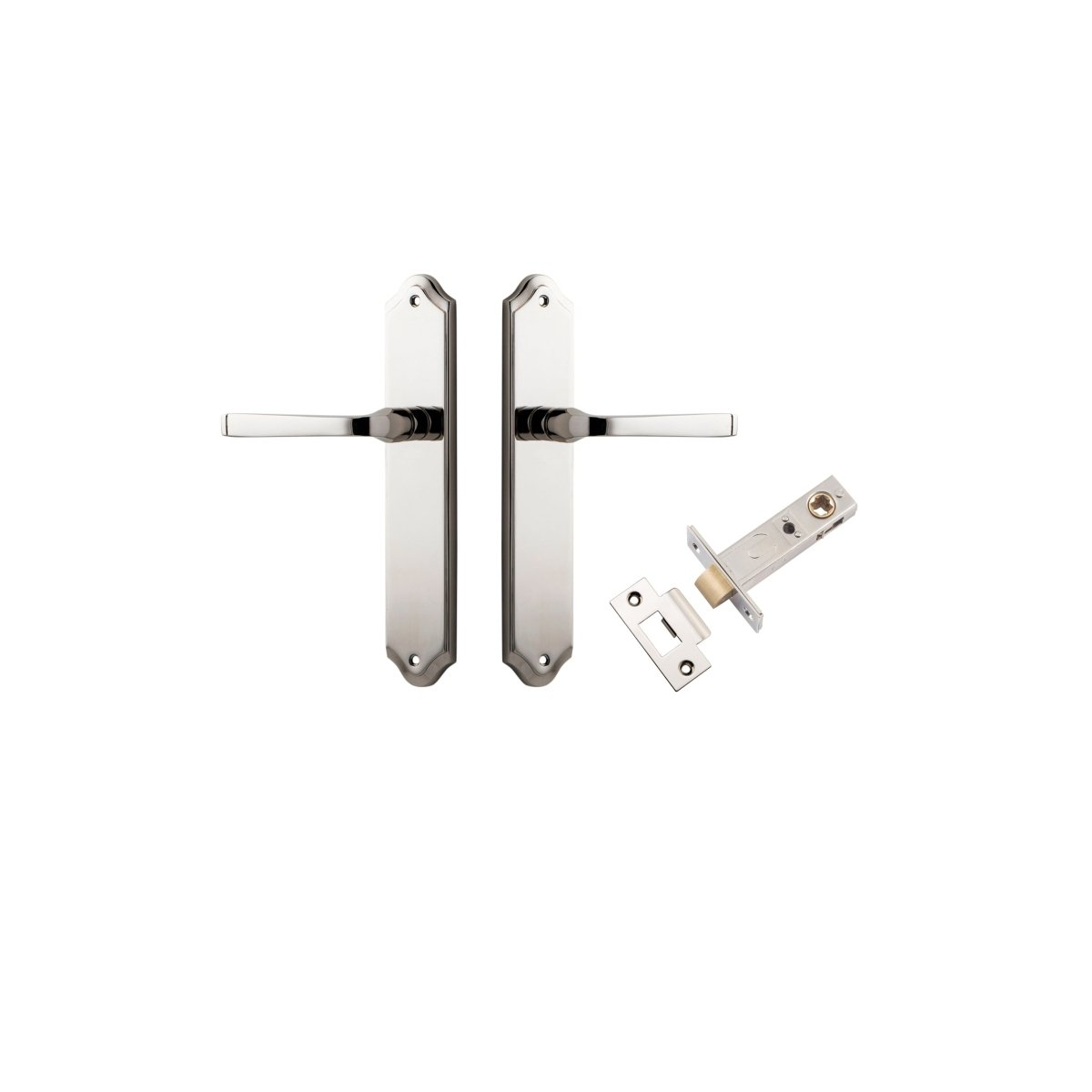 Annecy Lever - Shouldered Backplate - Entry Point - Iver - Polished Nickel - Door Levers