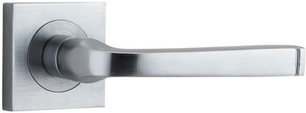 Annecy Lever - Square Rose - Entry Point - Iver - Brushed Chrome - Door Levers - Lever Set Only - Door Handle - Solid Brass