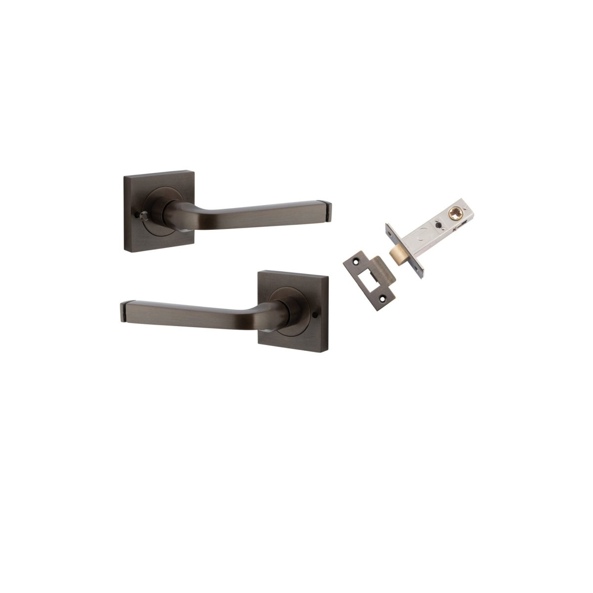 Annecy Lever - Square Rose - Entry Point - Iver - Signature Brass - Door Levers - Privacy Set - Door Handle - Solid Brass