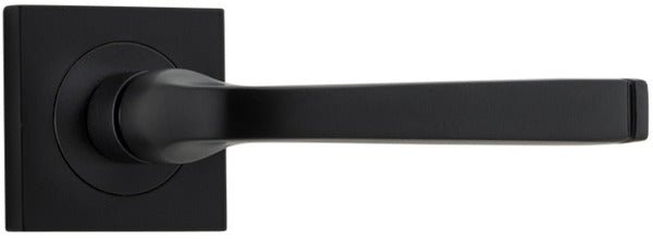 Annecy Lever - Square Rose - Entry Point - Iver - Matt Black - Door Levers - Lever Set Only - Door Handle - Solid Brass