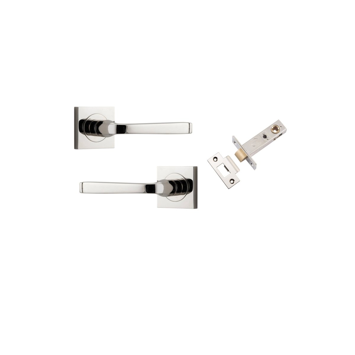 Annecy Lever - Square Rose - Entry Point - Iver - Polished Nickel - Door Levers - Passage Set - Door Handle - Solid Brass