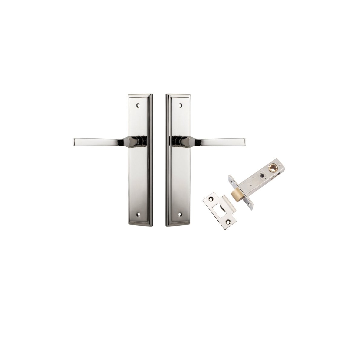 Annecy Lever - Stepped Backplate - Entry Point - Iver - Polished Nickel - Door Levers