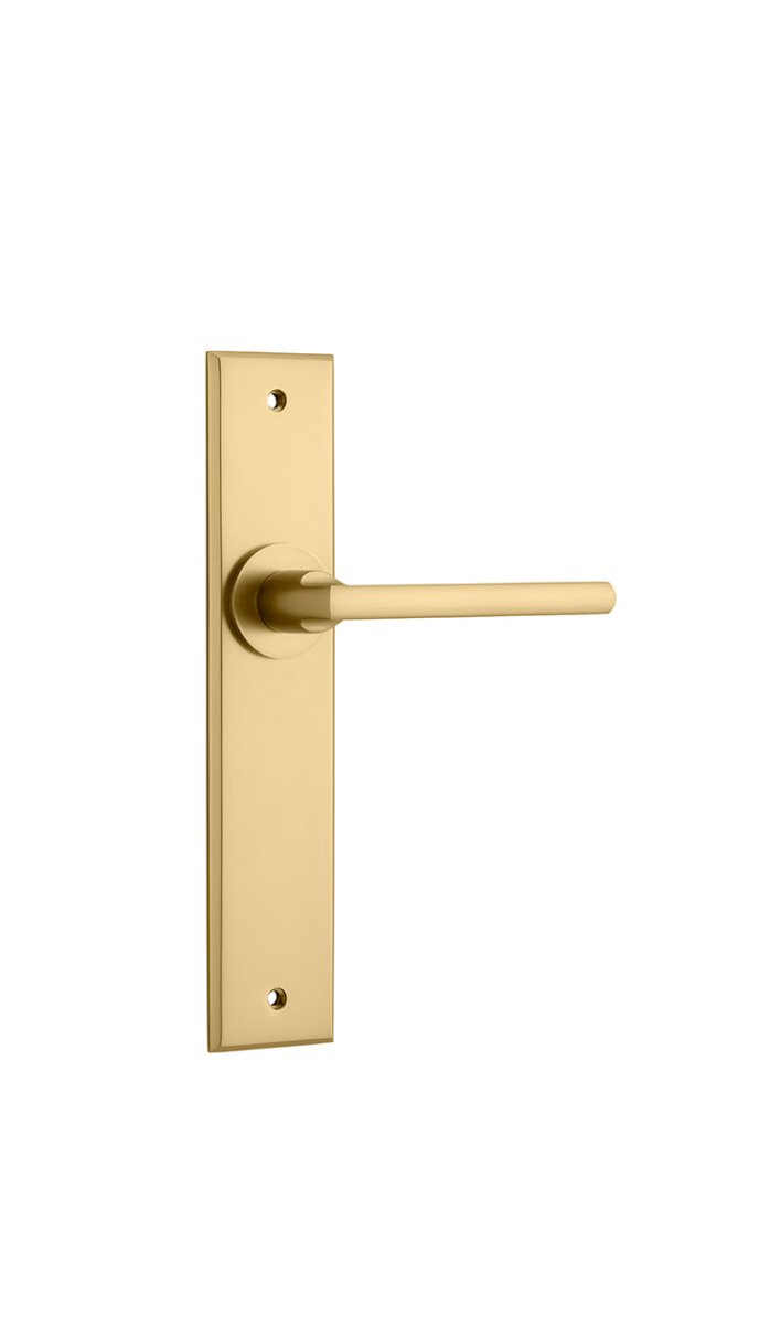 Baltimore Lever - Chamfered Backplate - Entry Point - Iver - Brushed Brass - Door Levers