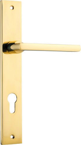 Baltimore Lever - Rectangular Backplate - Entry Point - Iver - Polished Brass - Door Levers