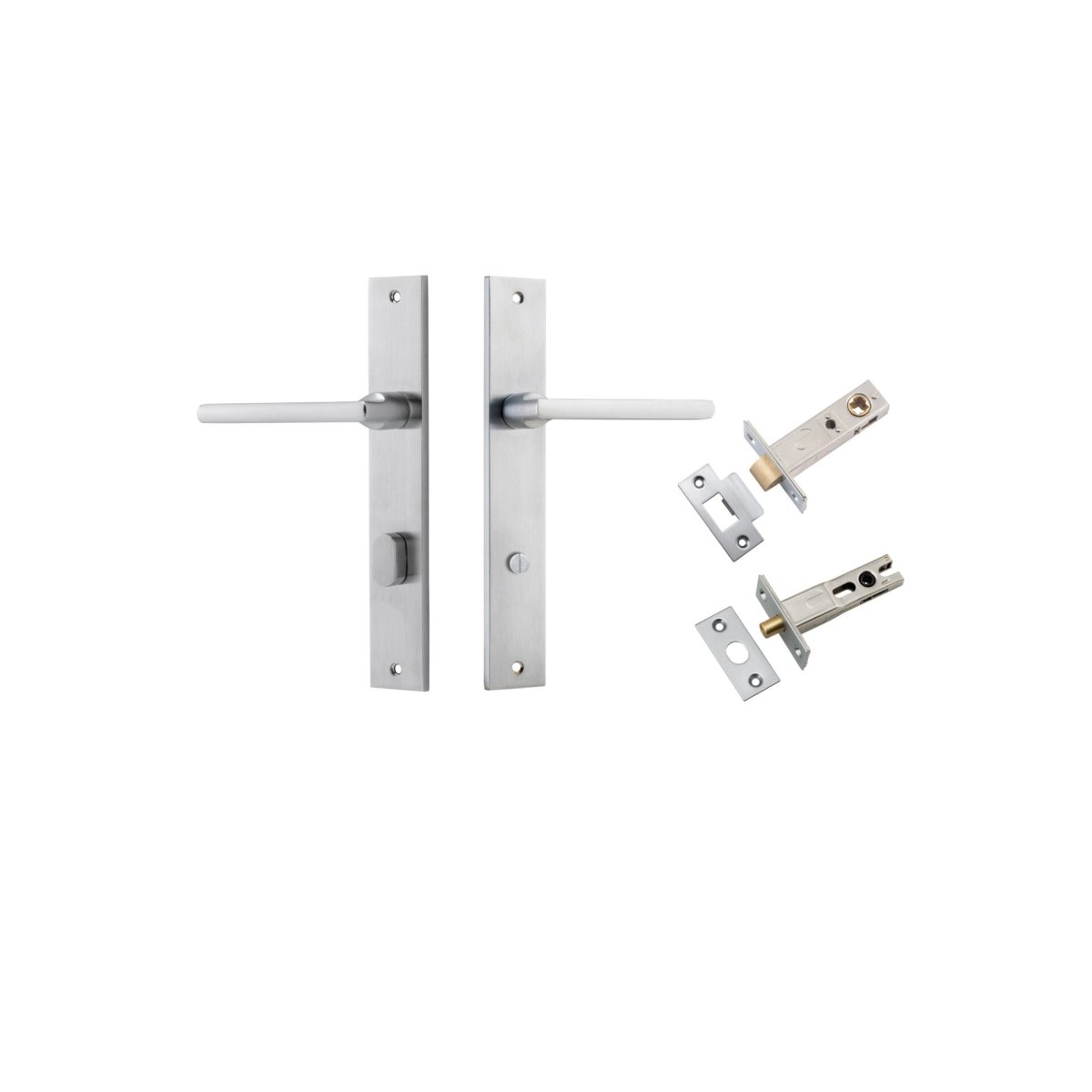 Baltimore Lever - Rectangular Backplate - Entry Point - Iver - Brushed Chrome - Door Levers