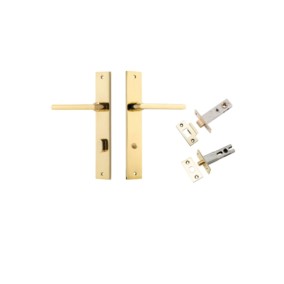 Baltimore Lever - Rectangular Backplate - Entry Point - Iver - Polished Brass - Door Levers