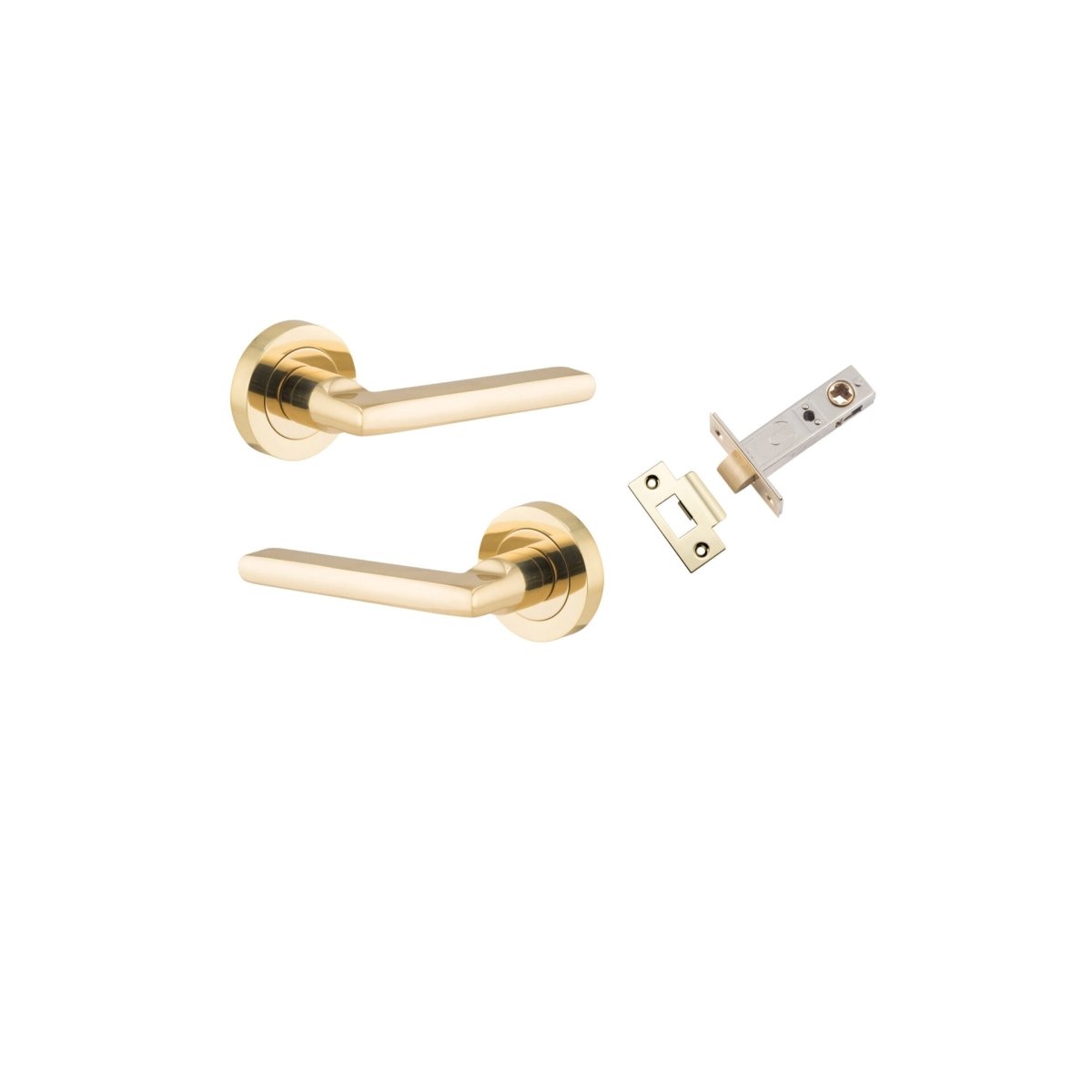 Baltimore Lever - Round Rose - Entry Point - Iver - Polished Brass - Door Levers