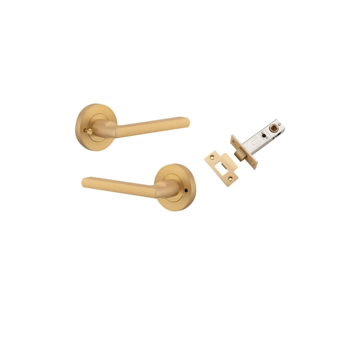 Baltimore Lever - Round Rose - Entry Point - Iver - Brushed Brass - Door Levers