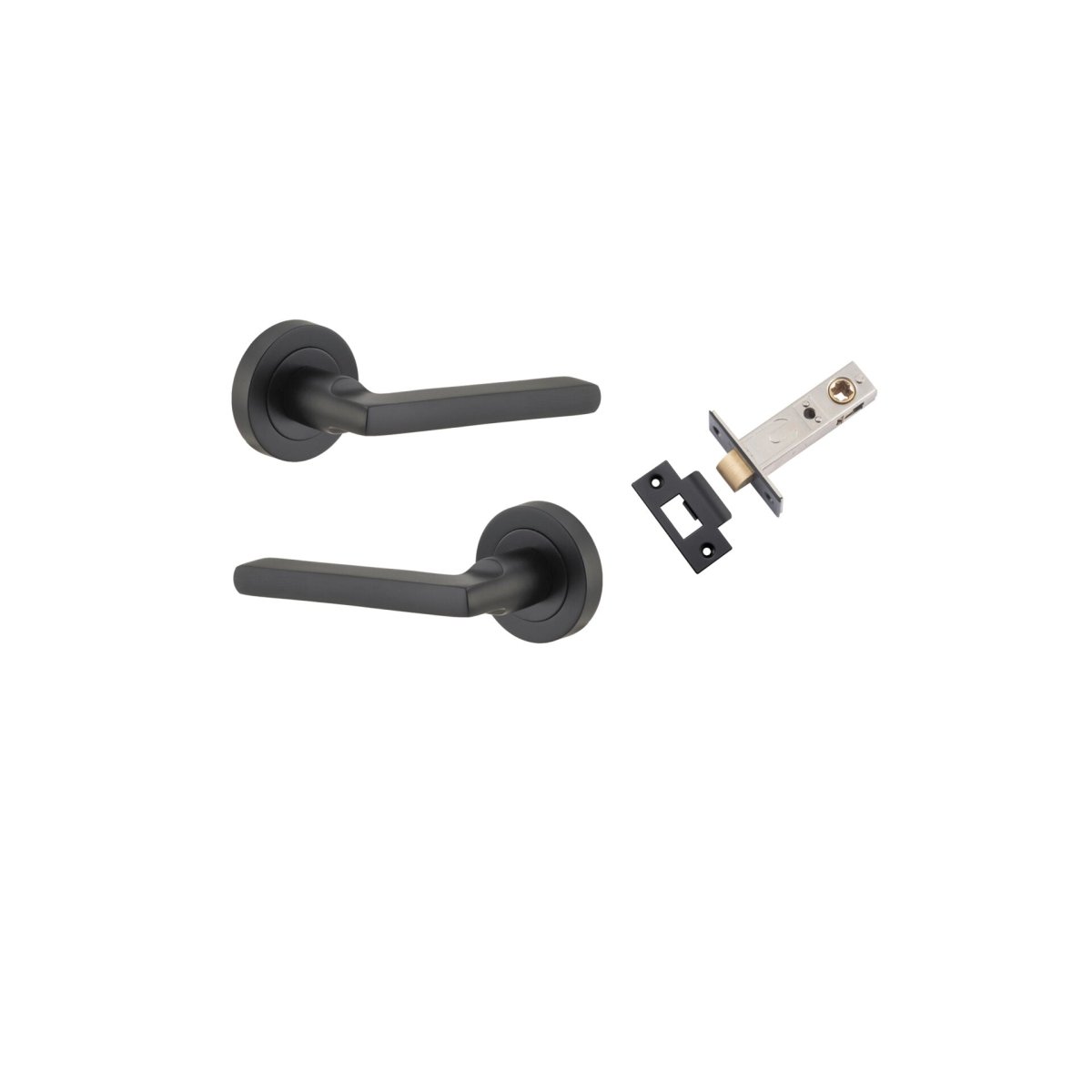 Baltimore Lever - Round Rose - Entry Point - Iver - Matt Black - Door Levers