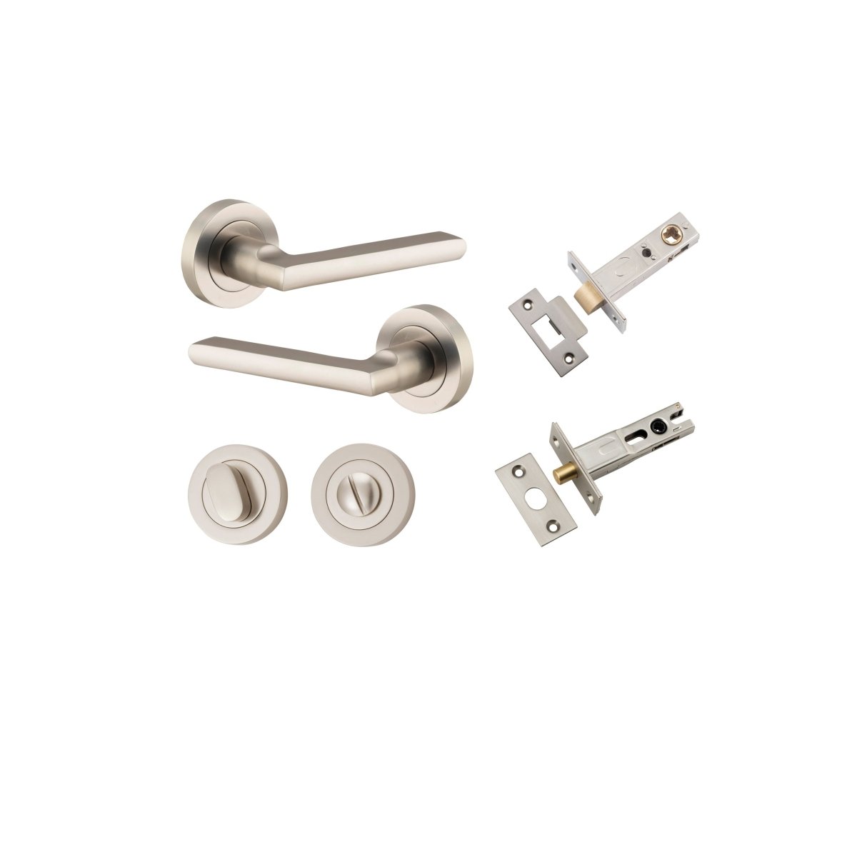 Baltimore Lever - Round Rose - Entry Point - Iver - Satin Nickel - Door Levers