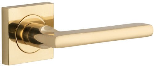 Baltimore Lever - Square Rose - Entry Point - Iver - Polished Brass - Door Levers