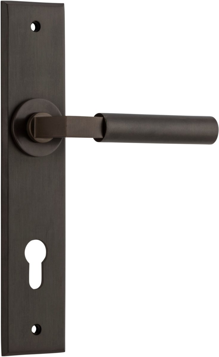 Berlin Lever - Chamfered Backplate - Entry Point - Iver - Satin Nickel - Door Levers