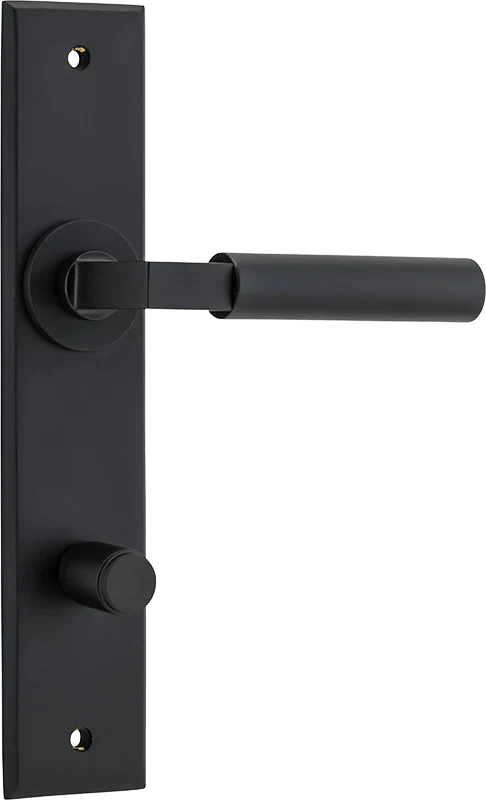 Berlin Lever - Chamfered Backplate - Entry Point - Iver - Matt Black - Door Levers