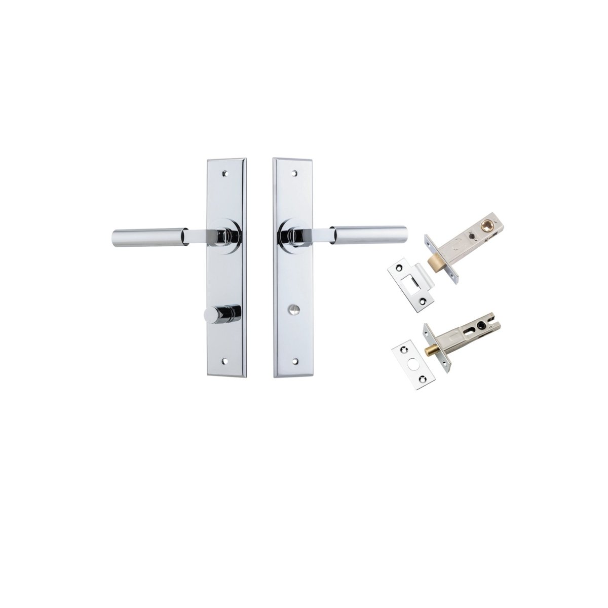 Berlin Lever - Chamfered Backplate - Entry Point - Iver - Polished Chrome - Door Levers