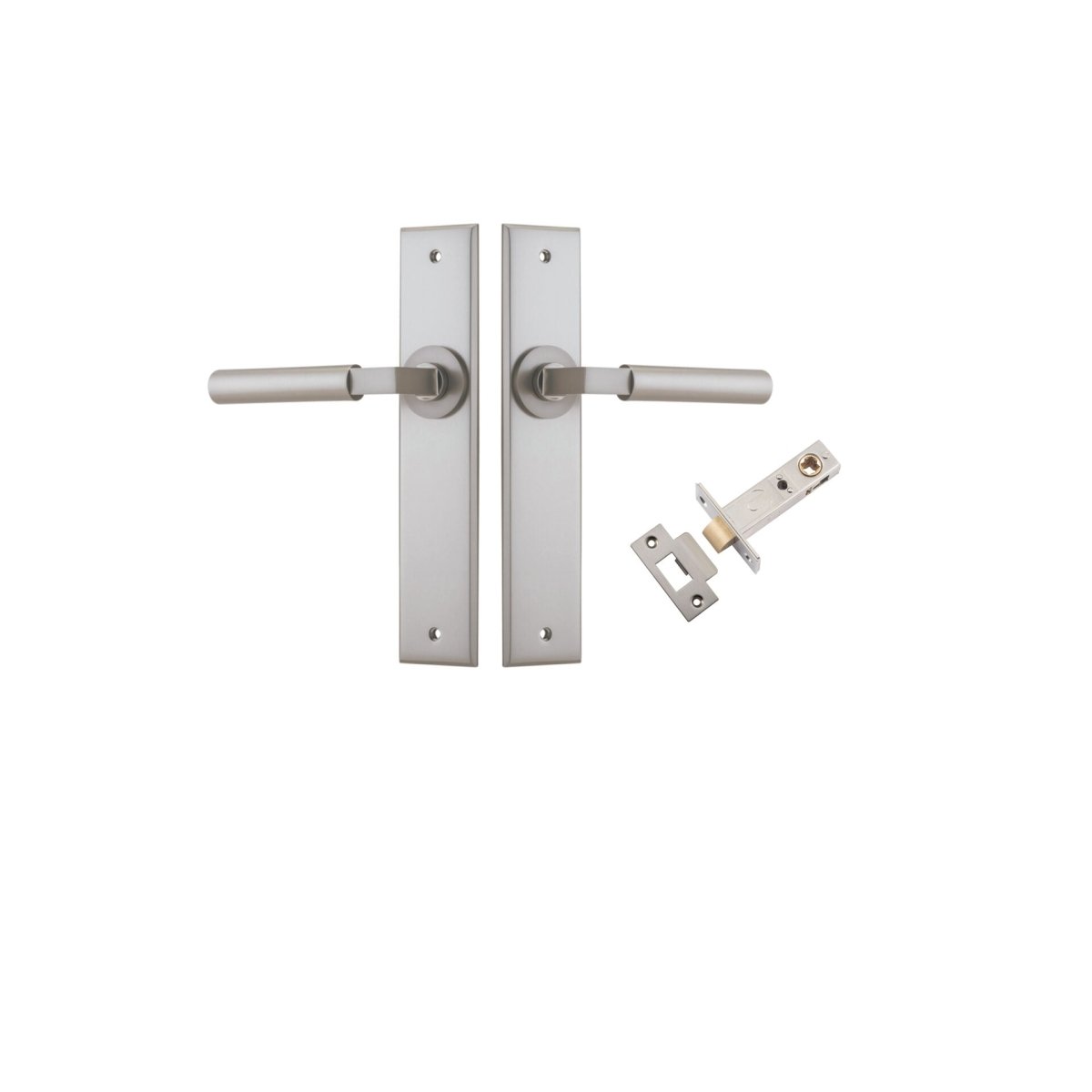 Berlin Lever - Chamfered Backplate - Entry Point - Iver - Satin Nickel - Door Levers