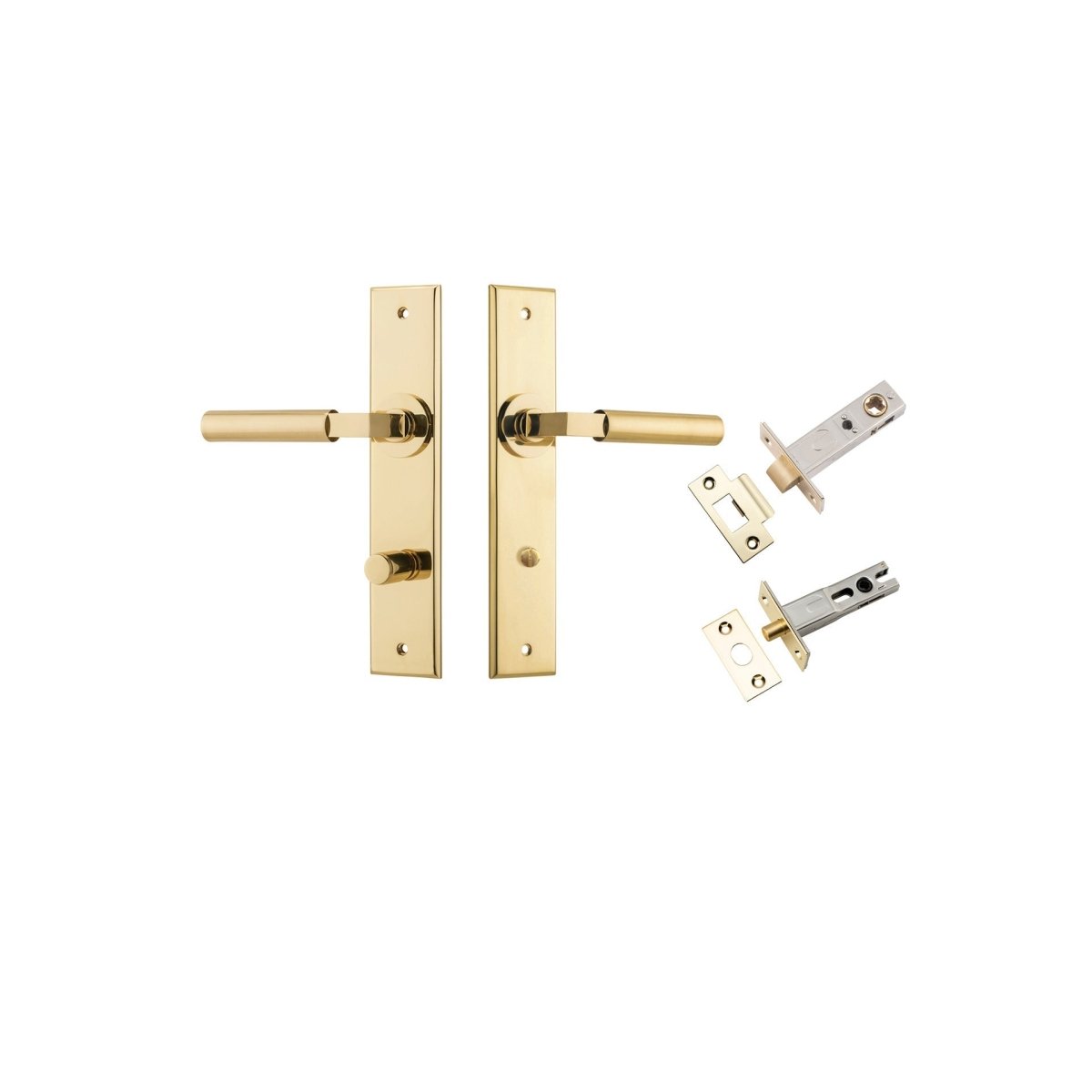 Berlin Lever - Chamfered Backplate - Entry Point - Iver - Polished Brass - Door Levers