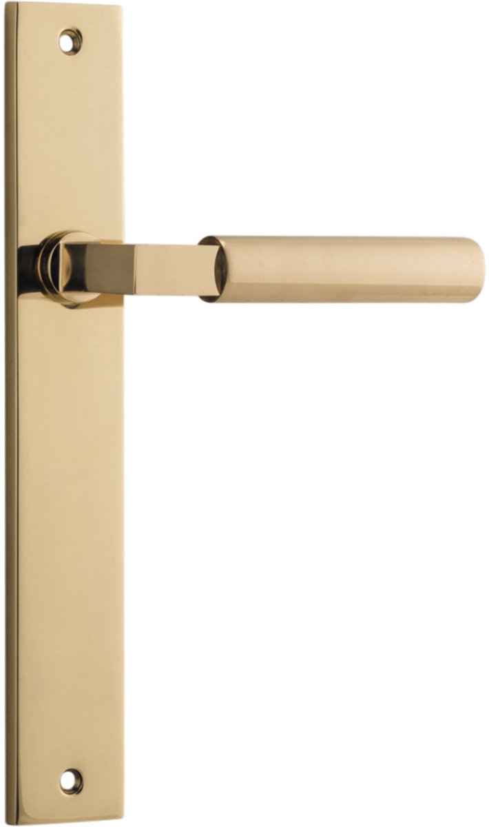 Berlin Lever - Rectangular Backplate - Entry Point - Iver - Polished Brass - Door Levers