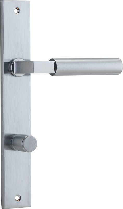 Berlin Lever - Rectangular Backplate - Entry Point - Iver - Brushed Chrome - Door Levers