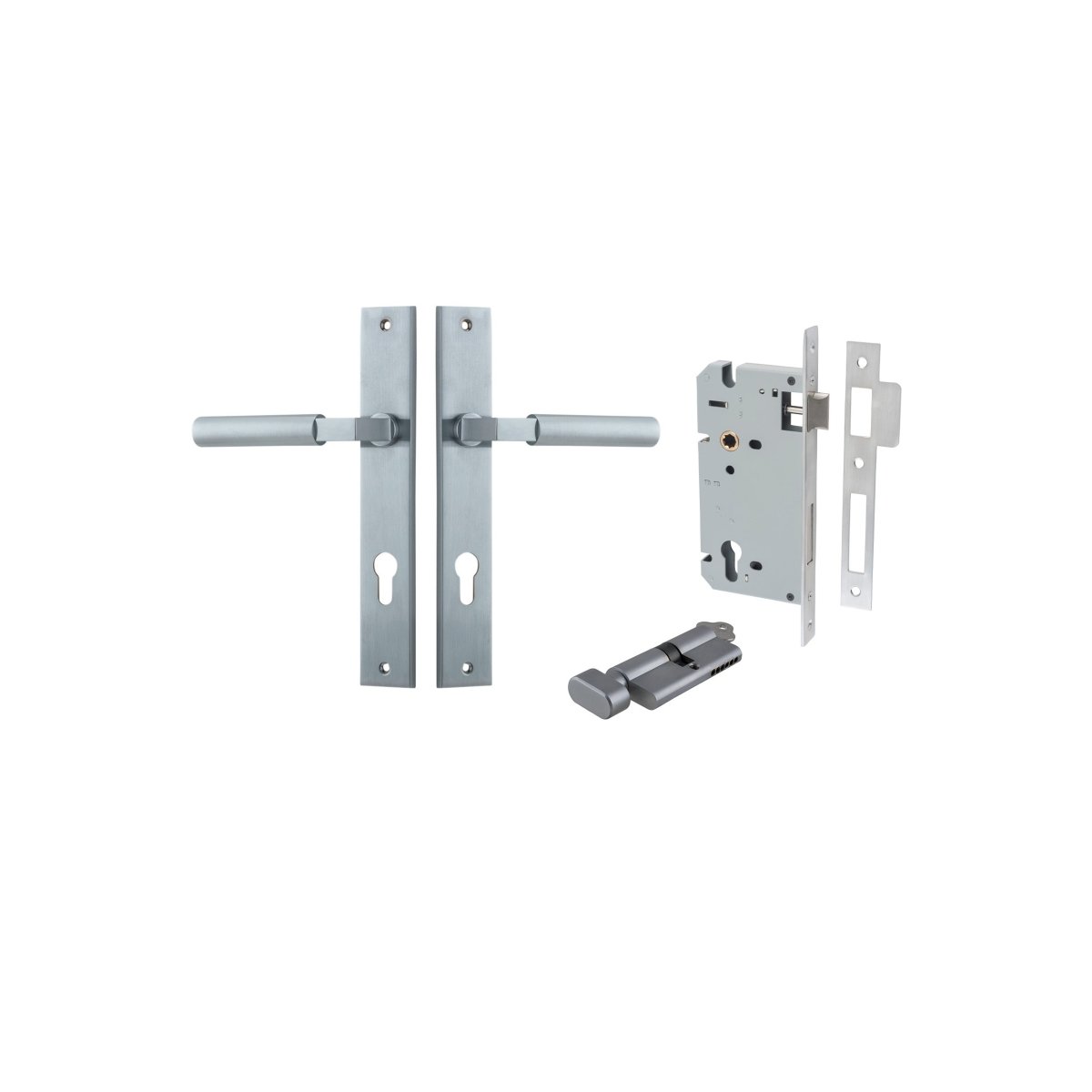 Berlin Lever - Rectangular Backplate - Entry Point - Iver - Brushed Chrome - Door Levers