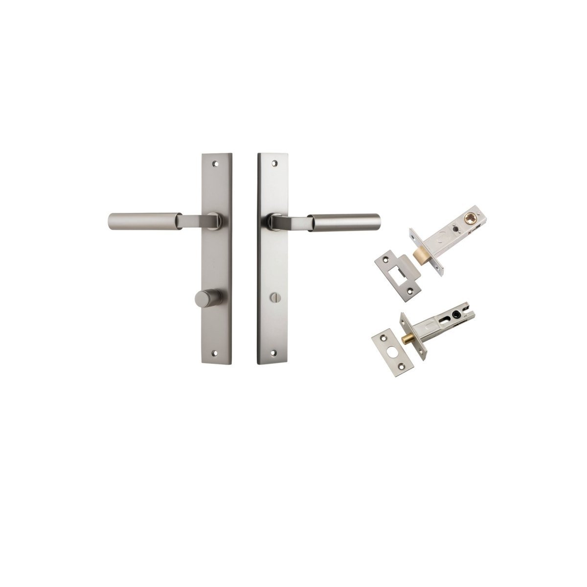 Berlin Lever - Rectangular Backplate - Entry Point - Iver - Satin Nickel - Door Levers