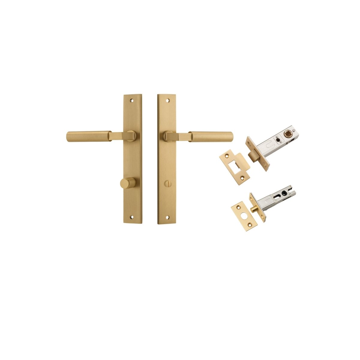 Berlin Lever - Rectangular Backplate - Entry Point - Iver - Brushed Brass - Door Levers