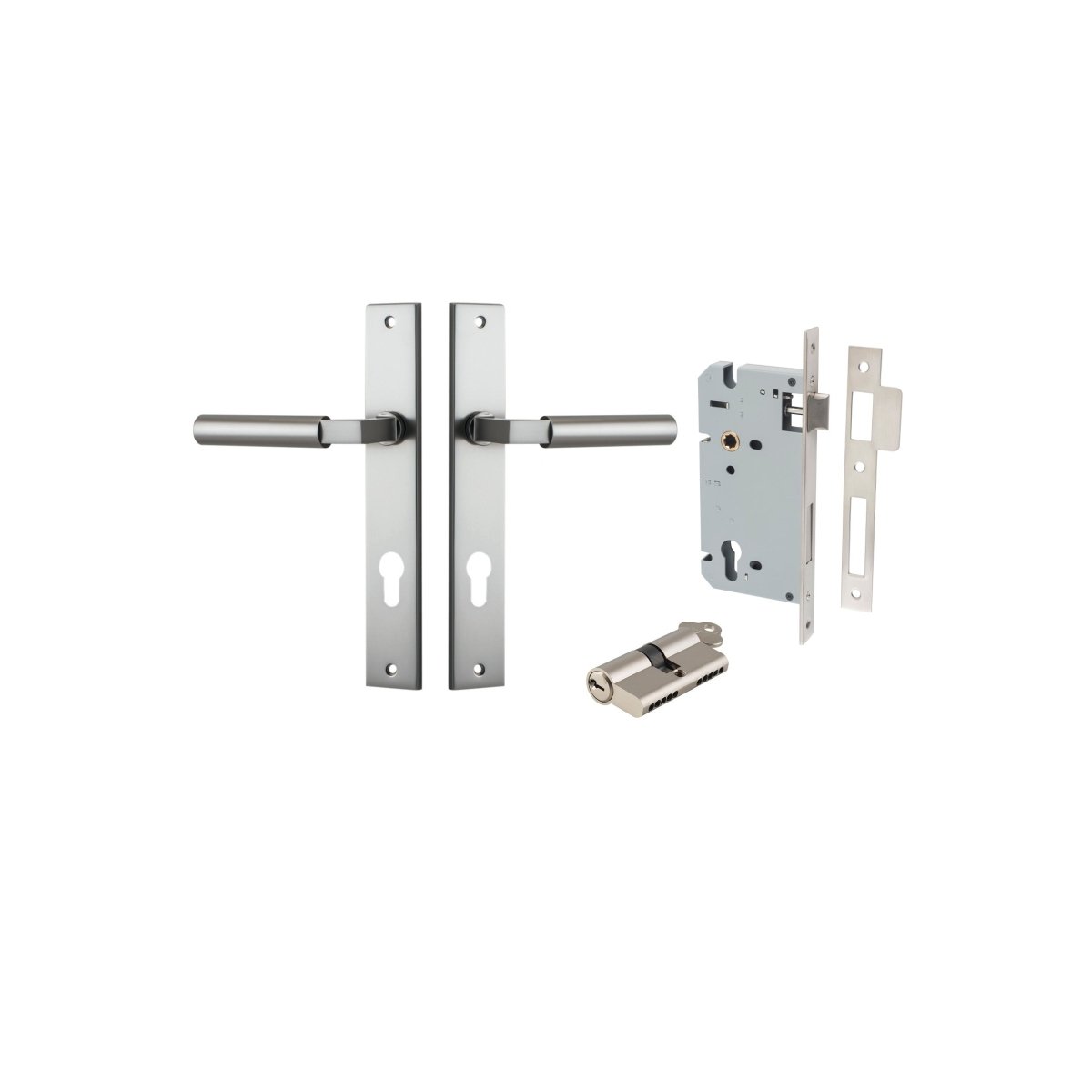 Berlin Lever - Rectangular Backplate - Entry Point - Iver - Satin Nickel - Door Levers