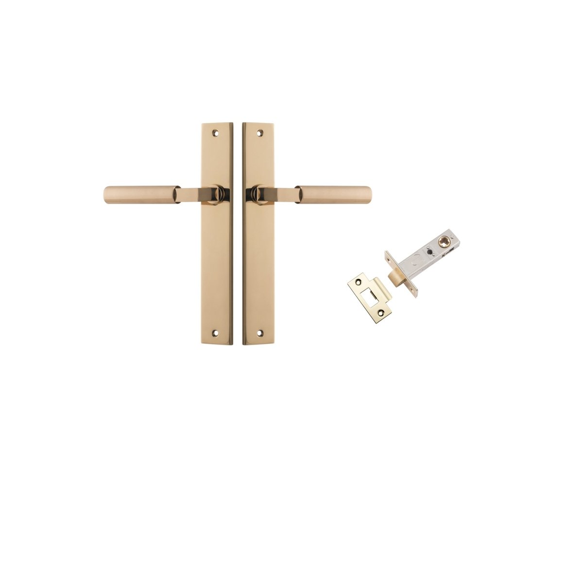 Berlin Lever - Rectangular Backplate - Entry Point - Iver - Polished Brass - Door Levers