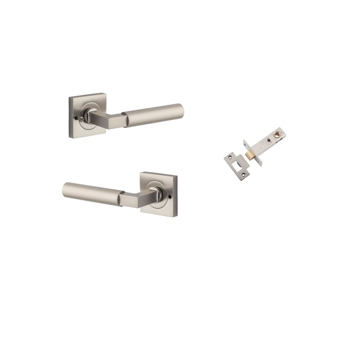 Berlin Lever - Square Rose - Entry Point - Iver - Satin Nickel - Door Levers