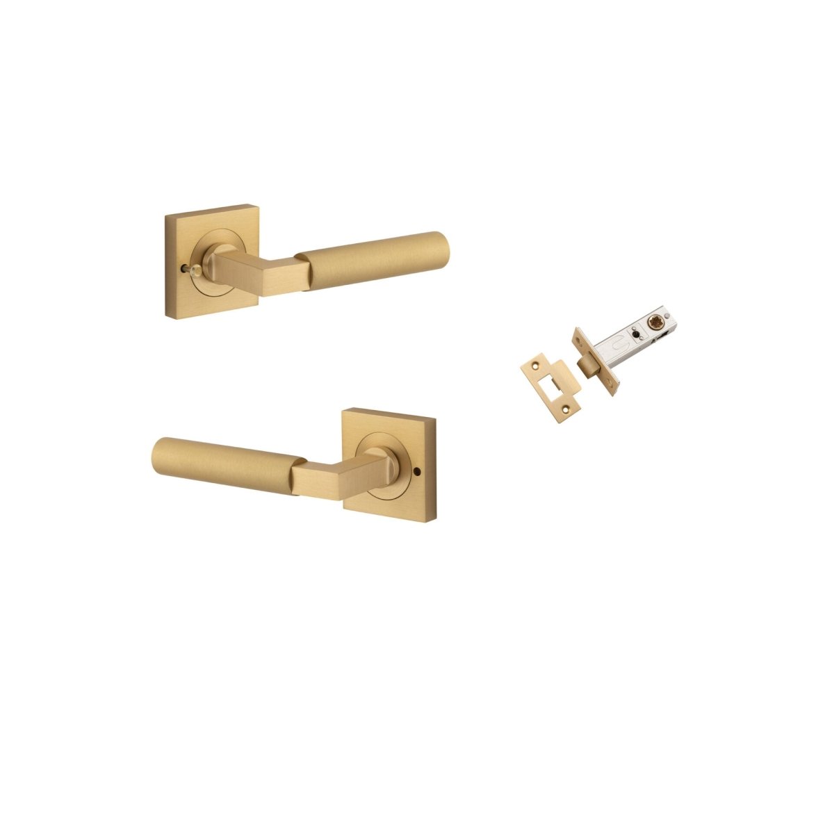 Berlin Lever - Square Rose - Entry Point - Iver - Brushed Brass - Door Levers