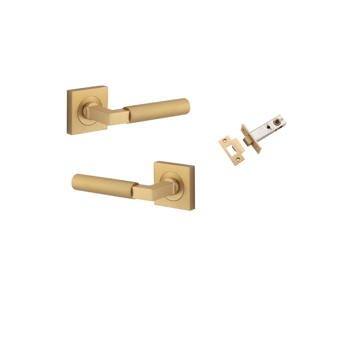 Berlin Lever - Square Rose - Entry Point - Iver - Brushed Brass - Door Levers