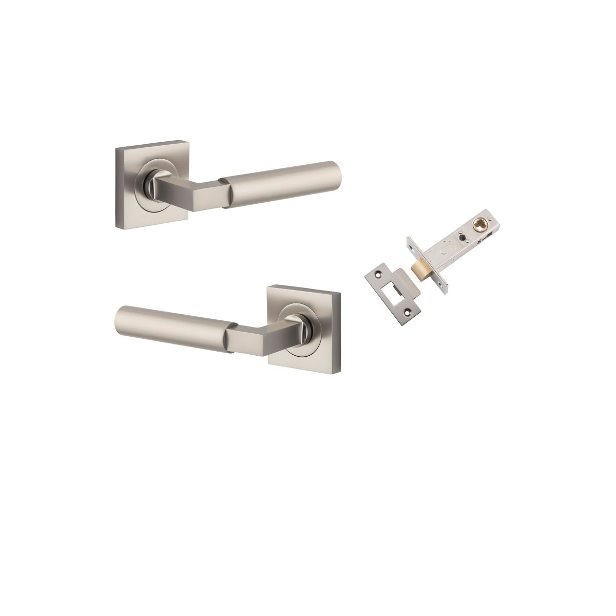 Berlin Lever - Square Rose - Entry Point - Iver - Satin Nickel - Door Levers