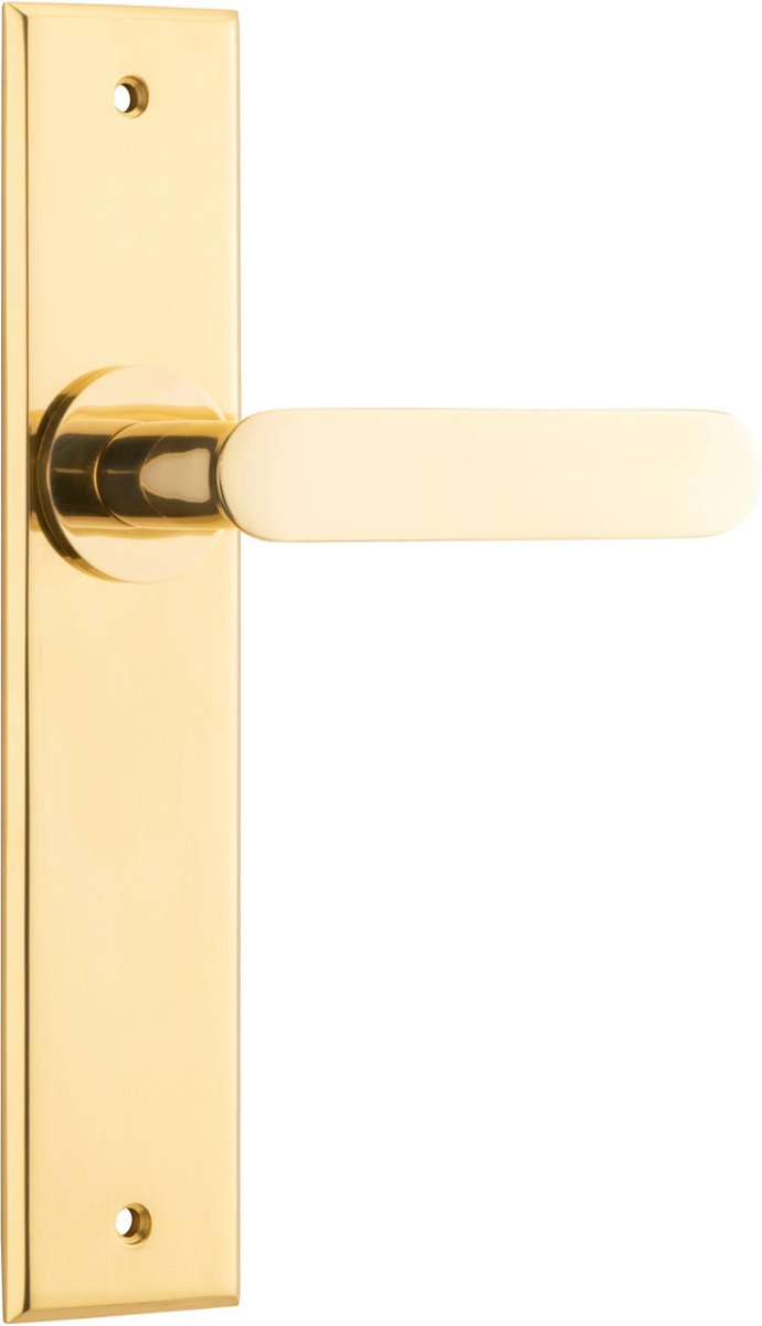 Bronte Lever - Chamfered Backplate - Entry Point - Iver - Polished Brass - Door Levers