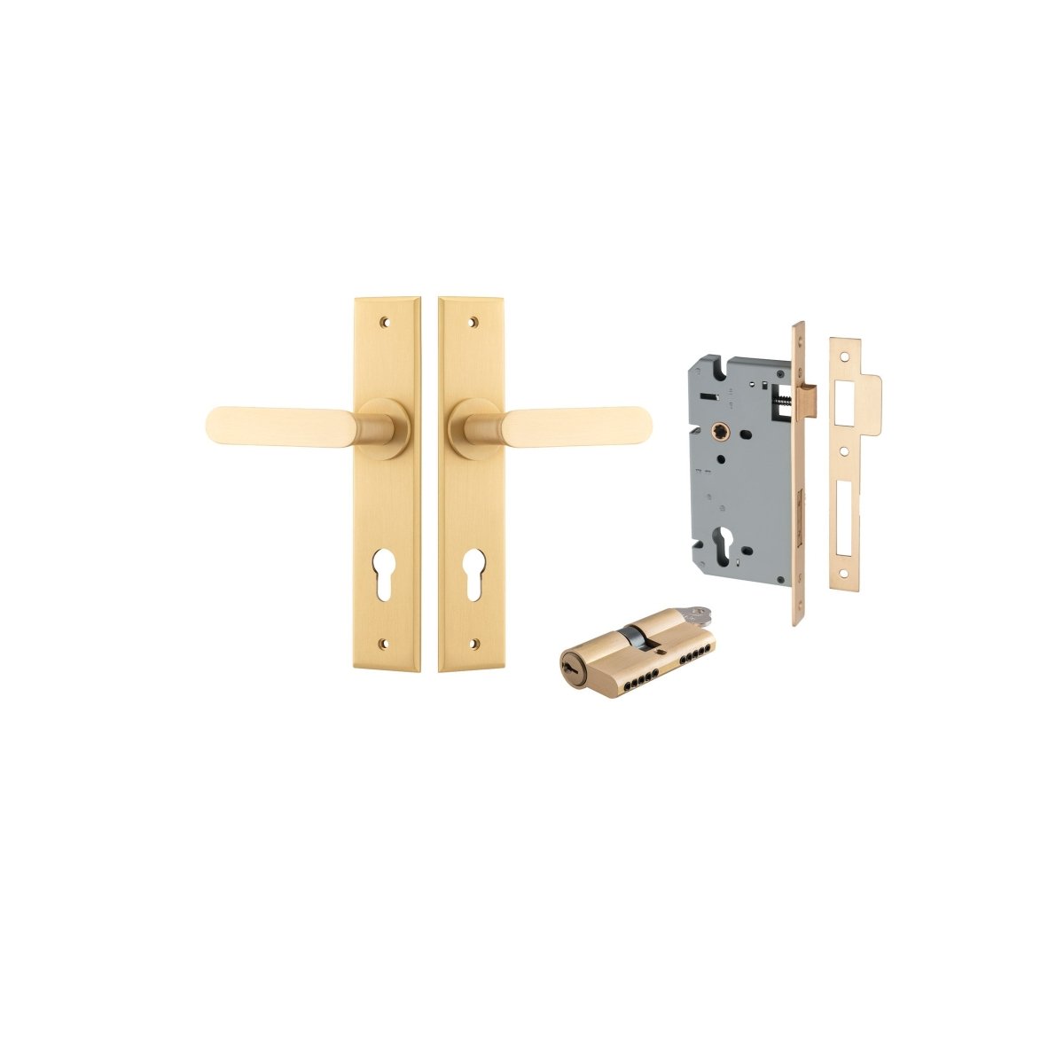 Bronte Lever - Chamfered Backplate - Entry Point - Iver - Brushed Brass - Door Levers