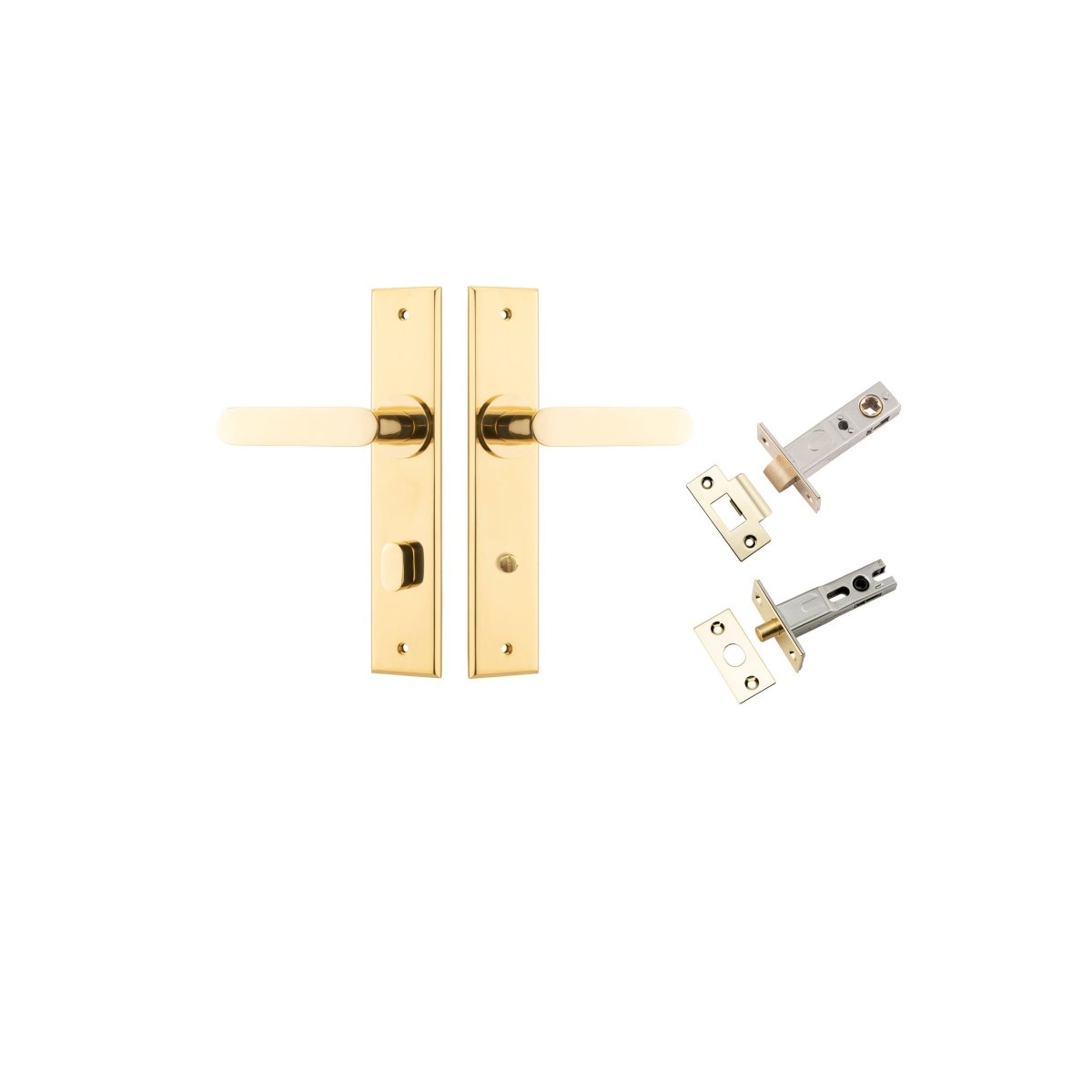 Bronte Lever - Chamfered Backplate - Entry Point - Iver - Polished Brass - Door Levers