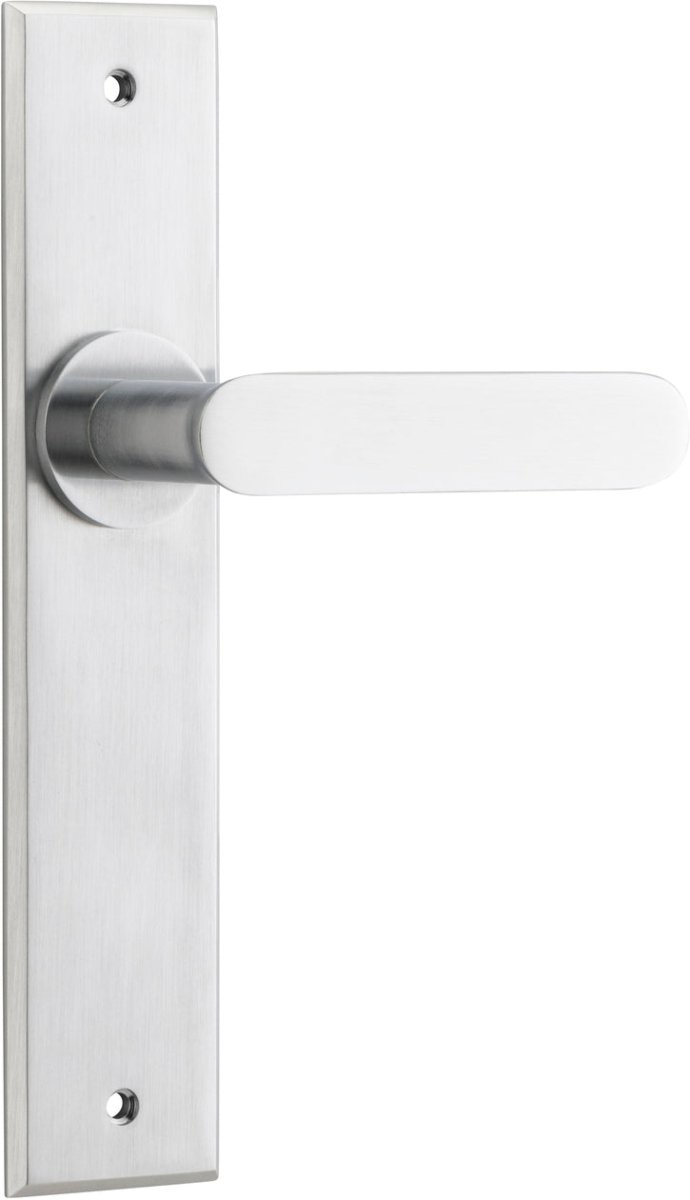 Bronte Lever - Chamfered Backplate - Entry Point - Iver - Brushed Chrome - Door Levers