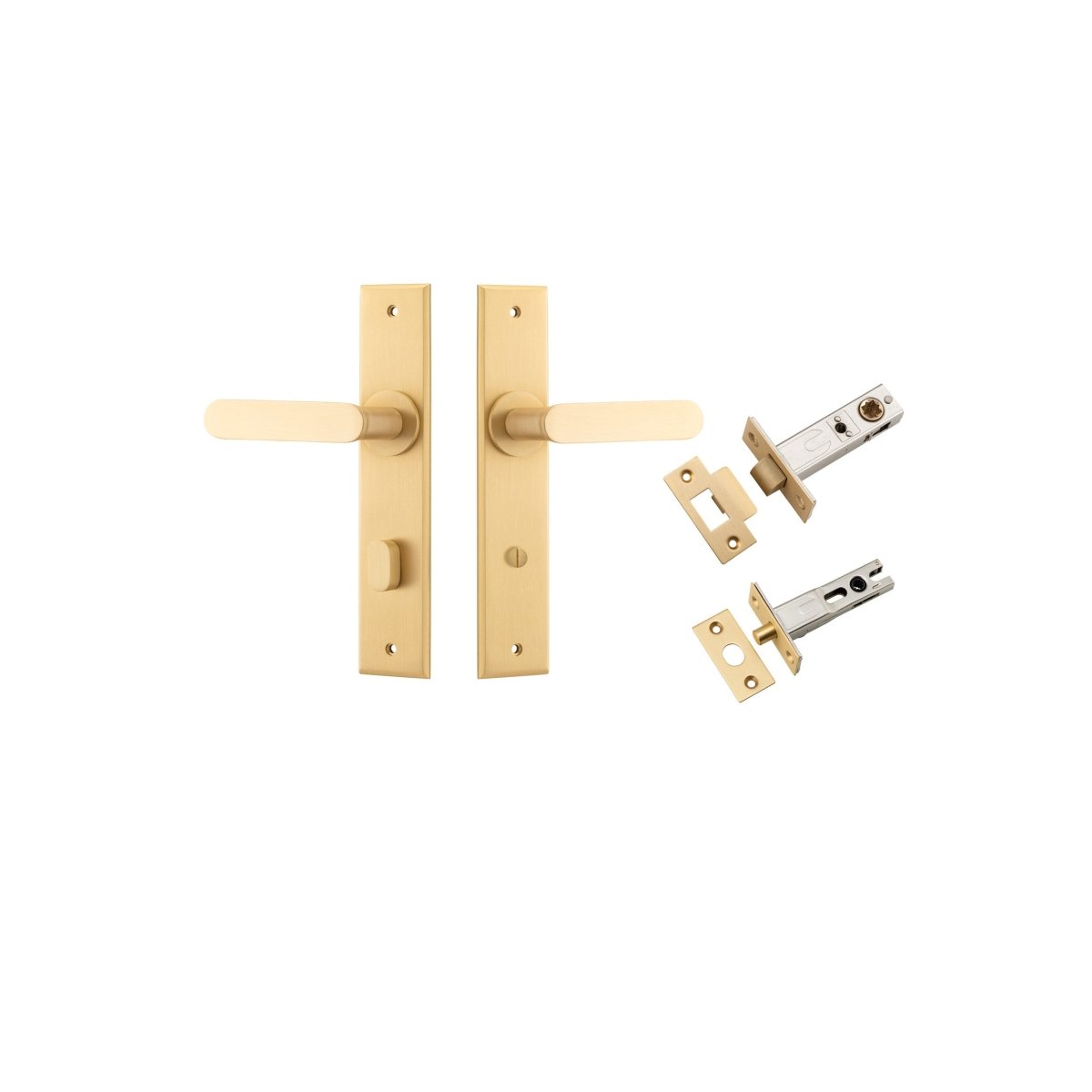 Bronte Lever - Chamfered Backplate - Entry Point - Iver - Brushed Brass - Door Levers