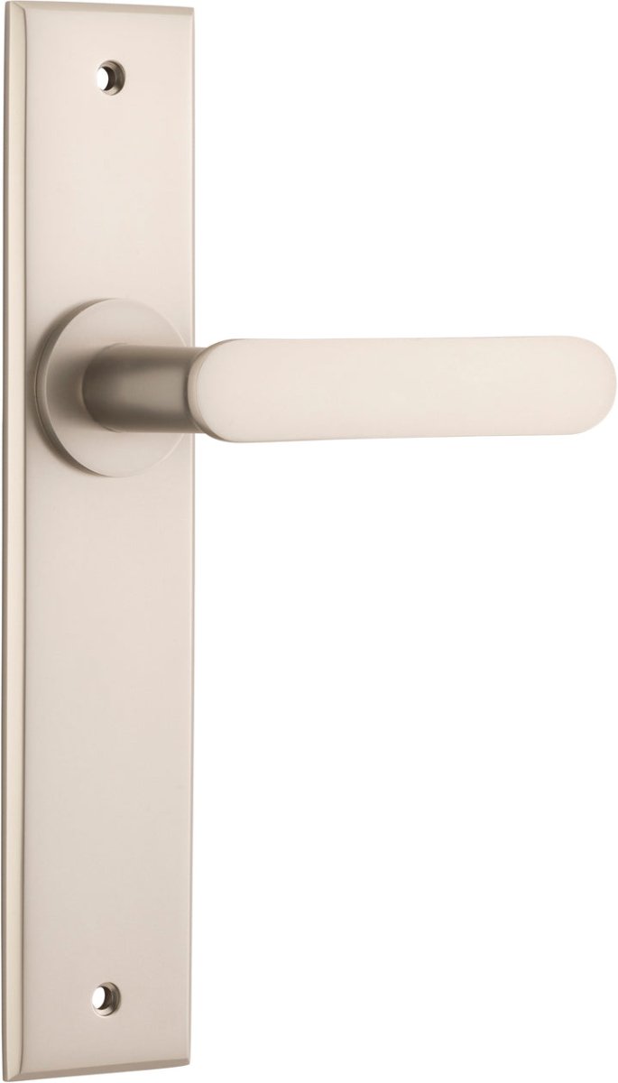 Bronte Lever - Chamfered Backplate - Entry Point - Iver - Satin Nickel - Door Levers