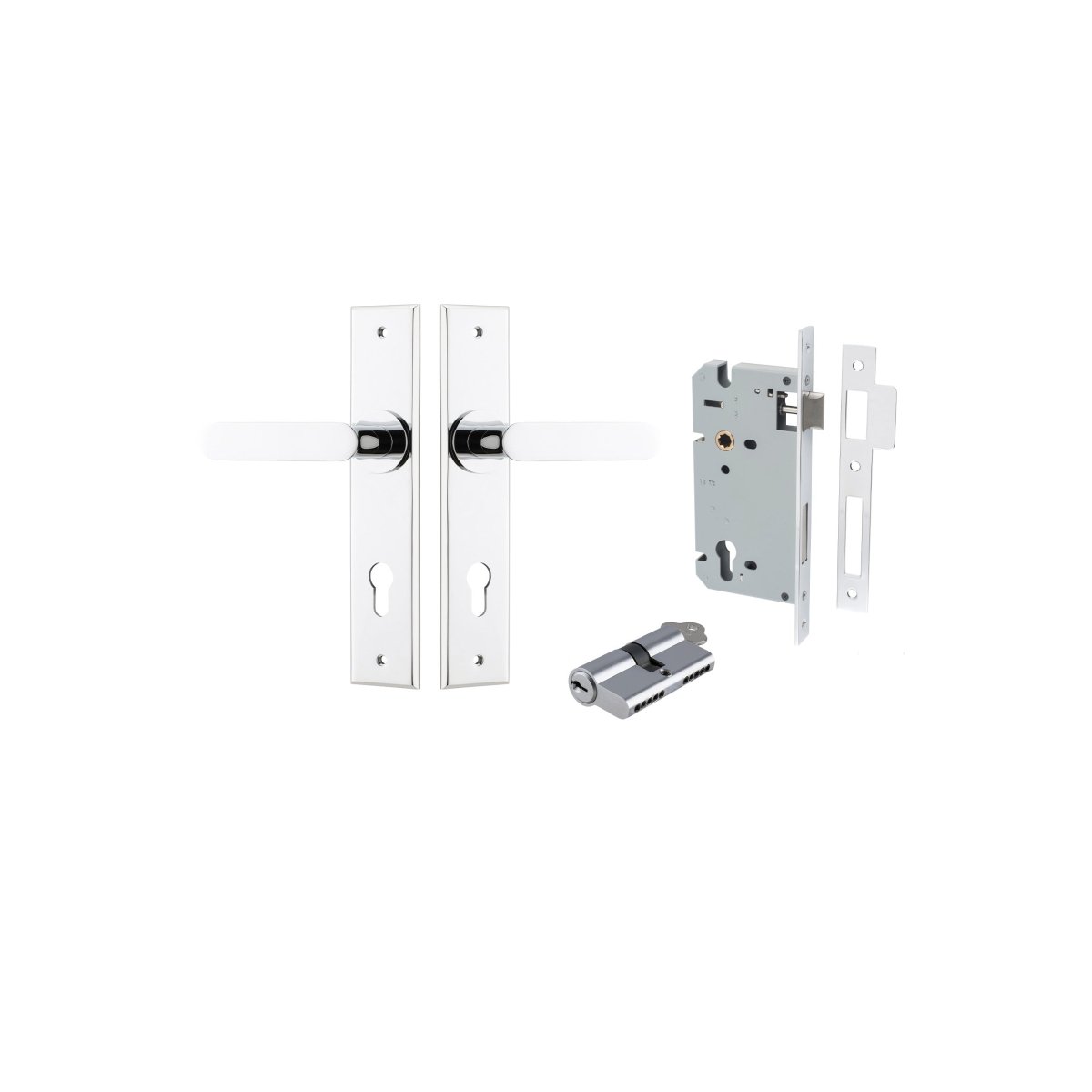 Bronte Lever - Chamfered Backplate - Entry Point - Iver - Polished Chrome - Door Levers