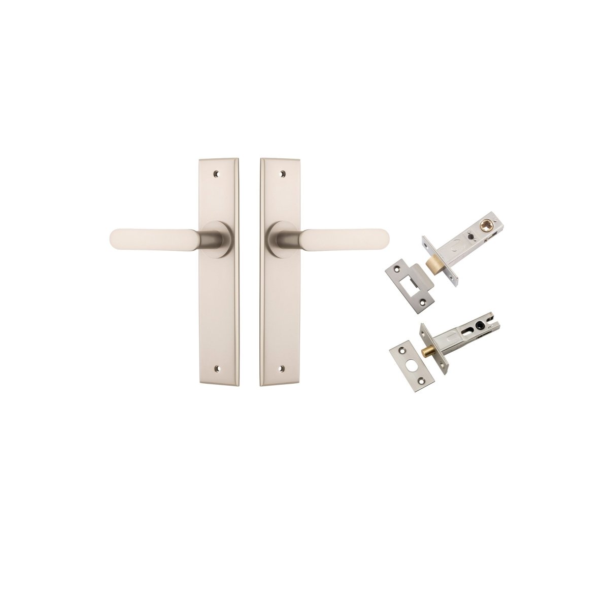 Bronte Lever - Chamfered Backplate - Entry Point - Iver - Satin Nickel - Door Levers